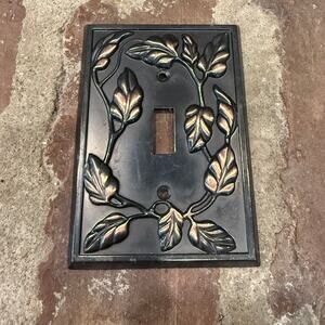 Vintage? Amerelle Leaf Aged Bronze Wallplate Wall Plate Single Toggle 85T